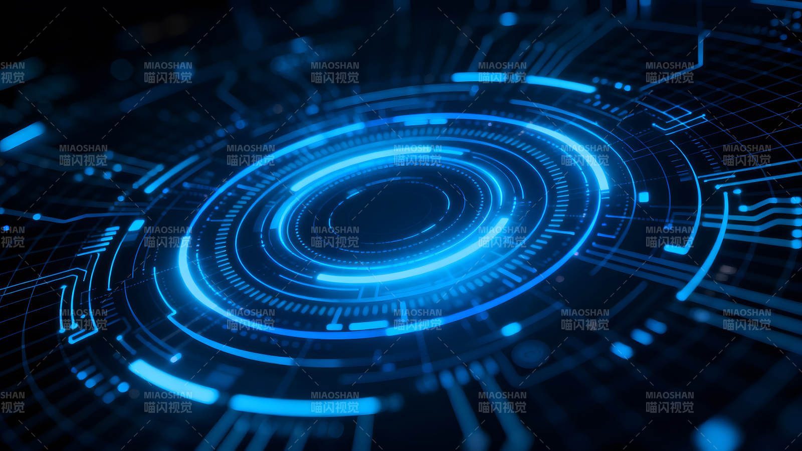 未来科技感蓝色电路环形图-图片