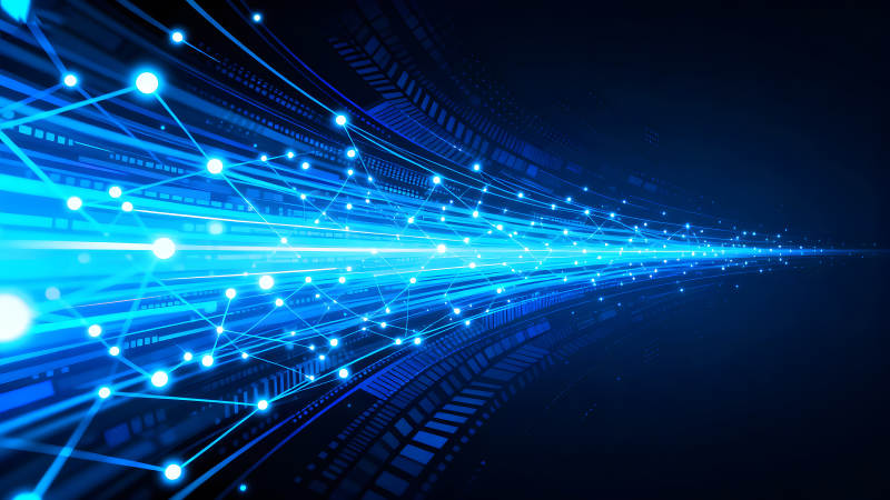 藍色科技感數據連接背景-圖片
