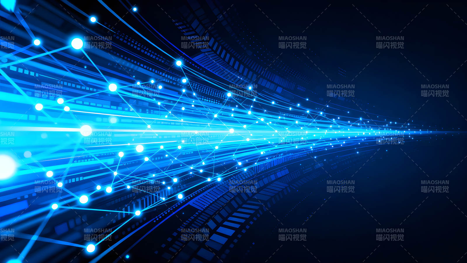 藍色科技感數據連接背景-圖片