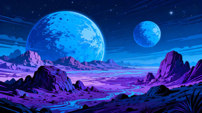 宇宙星球风景蓝紫色彩-图片