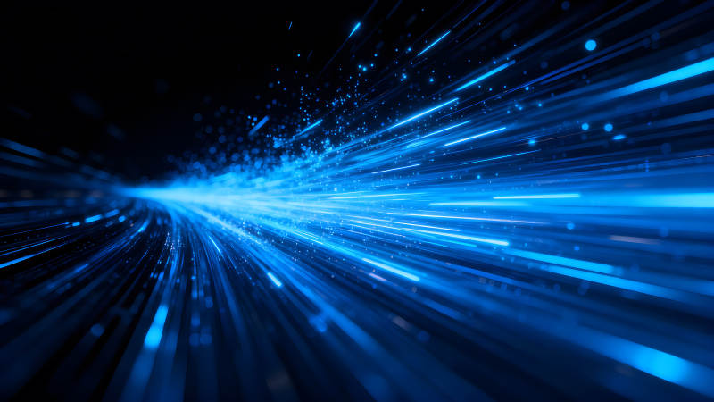 藍色光束高速運動的抽象圖像-圖片