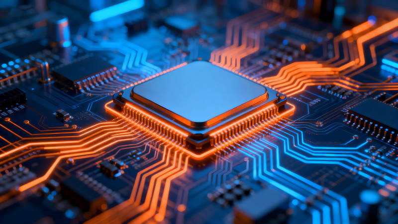 電路板特寫科技感十足的電子元件-圖片