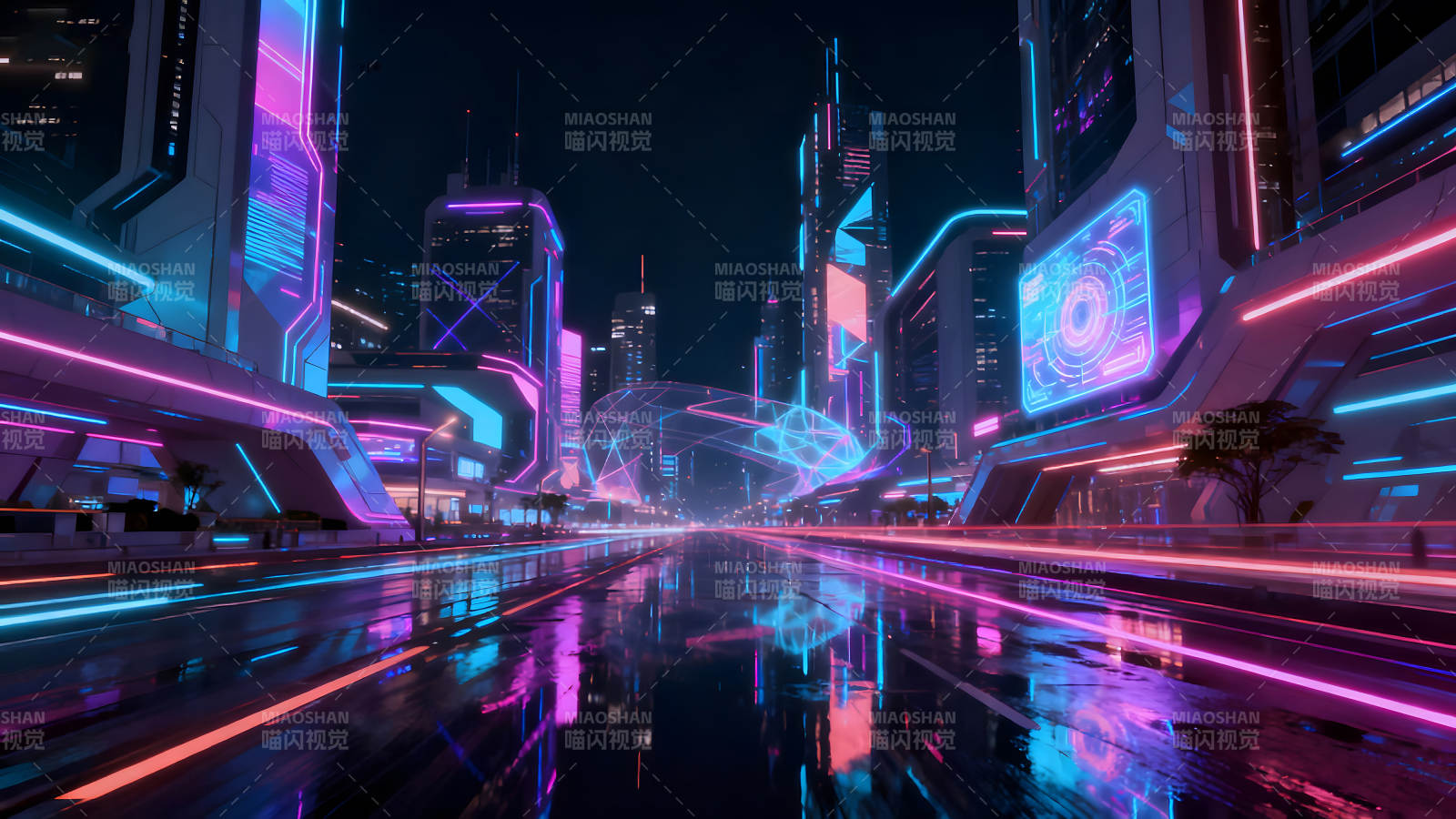 霓虹都市夜景未來感十足圖片