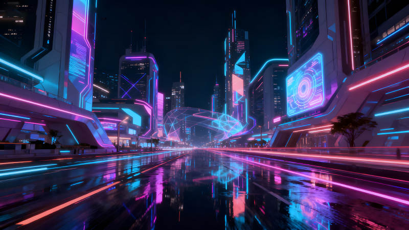 霓虹都市夜景未来感十足-图片