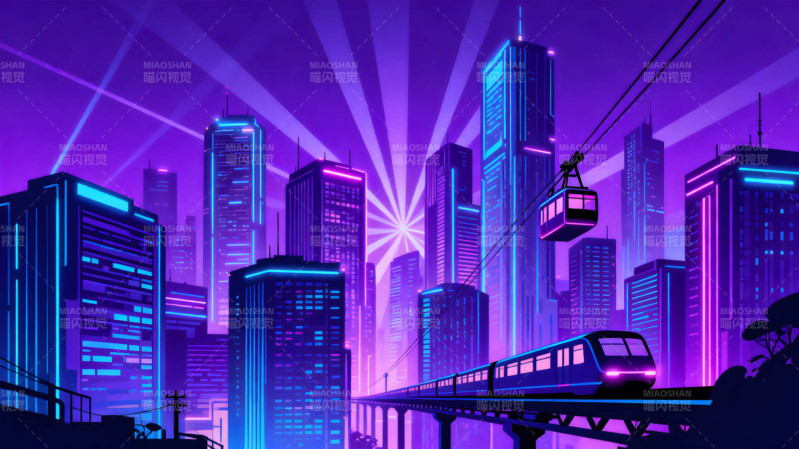 赛博朋克风格城市夜景图片