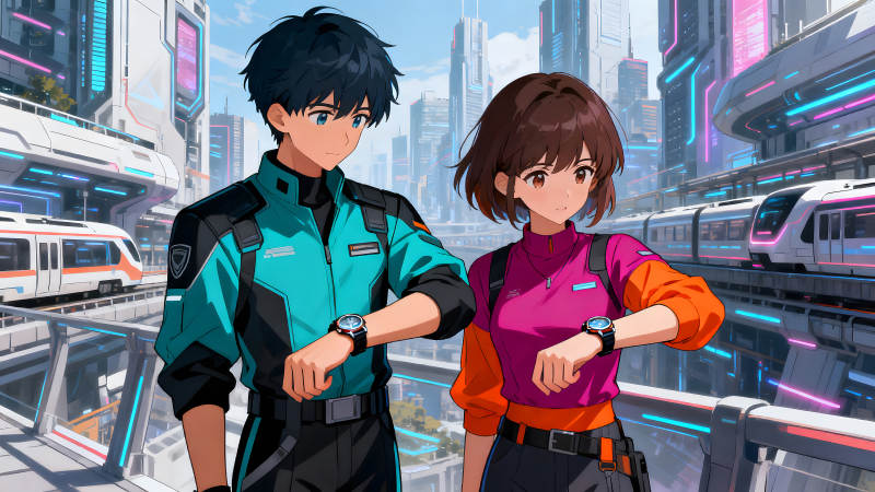 未来都市情侣查看时间-图片