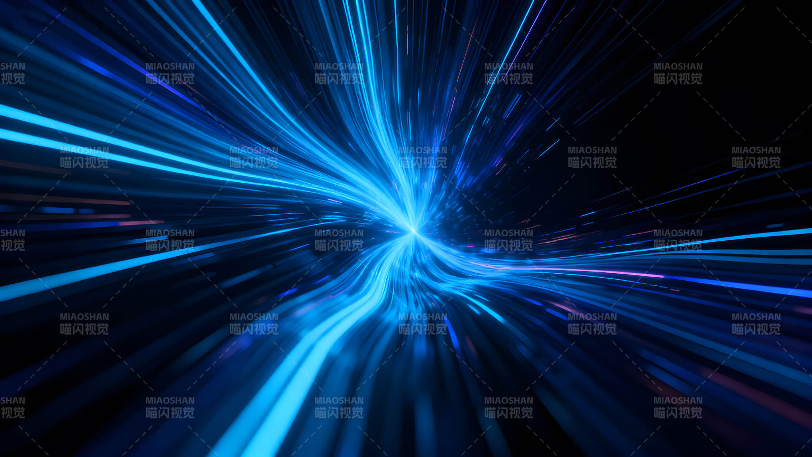 蓝色光线汇聚的视觉效果-图片