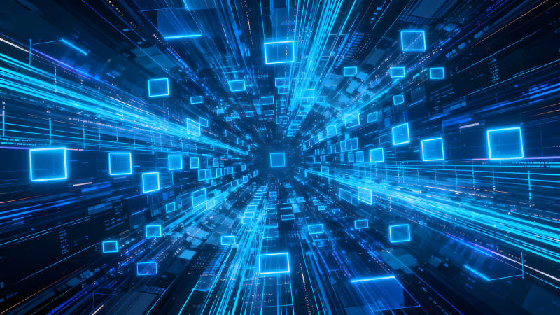 數據流動的科技感抽象畫面-圖片