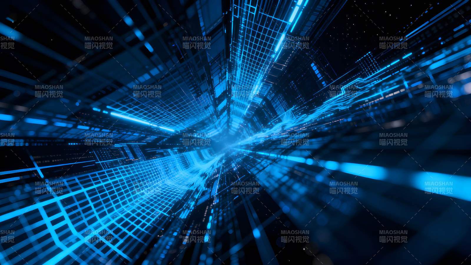 藍(lán)色科技隧道視覺(jué)沖擊-圖片