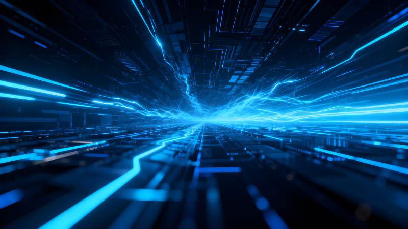 科技感十足的蓝色光线特效-图片