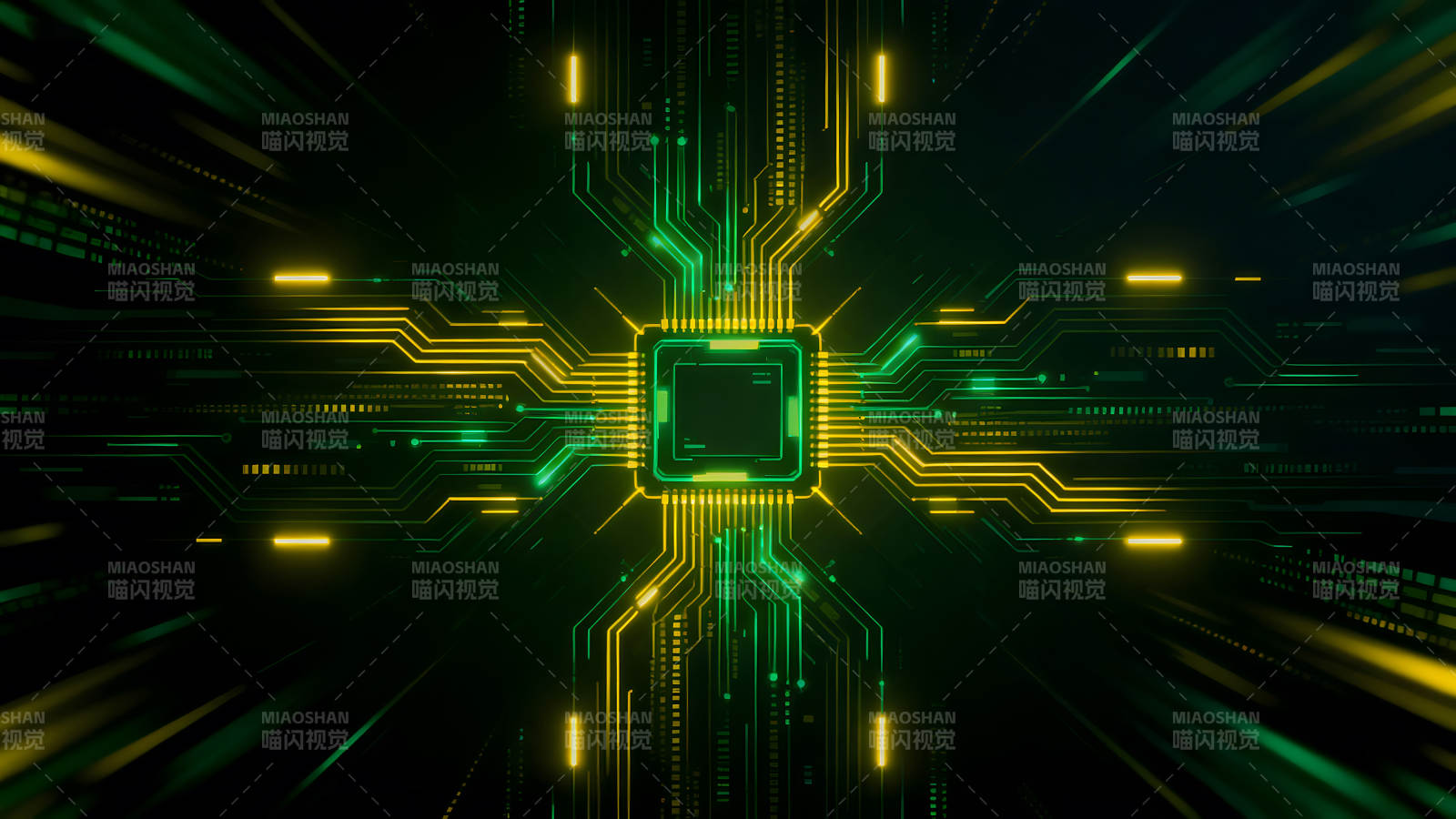 电路板科技感绿色核心-图片