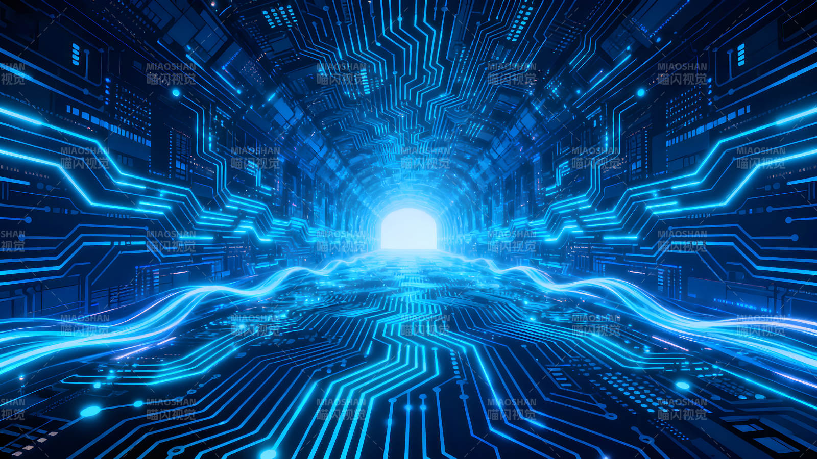 科技隧道光芒閃耀電路構(gòu)建空間圖片