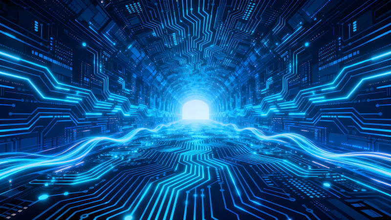 科技隧道光芒闪耀电路构建空间-图片