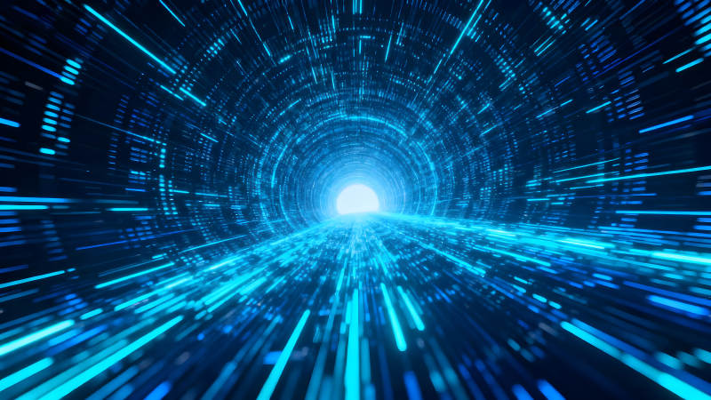 蓝色光线隧道科技感十足-图片