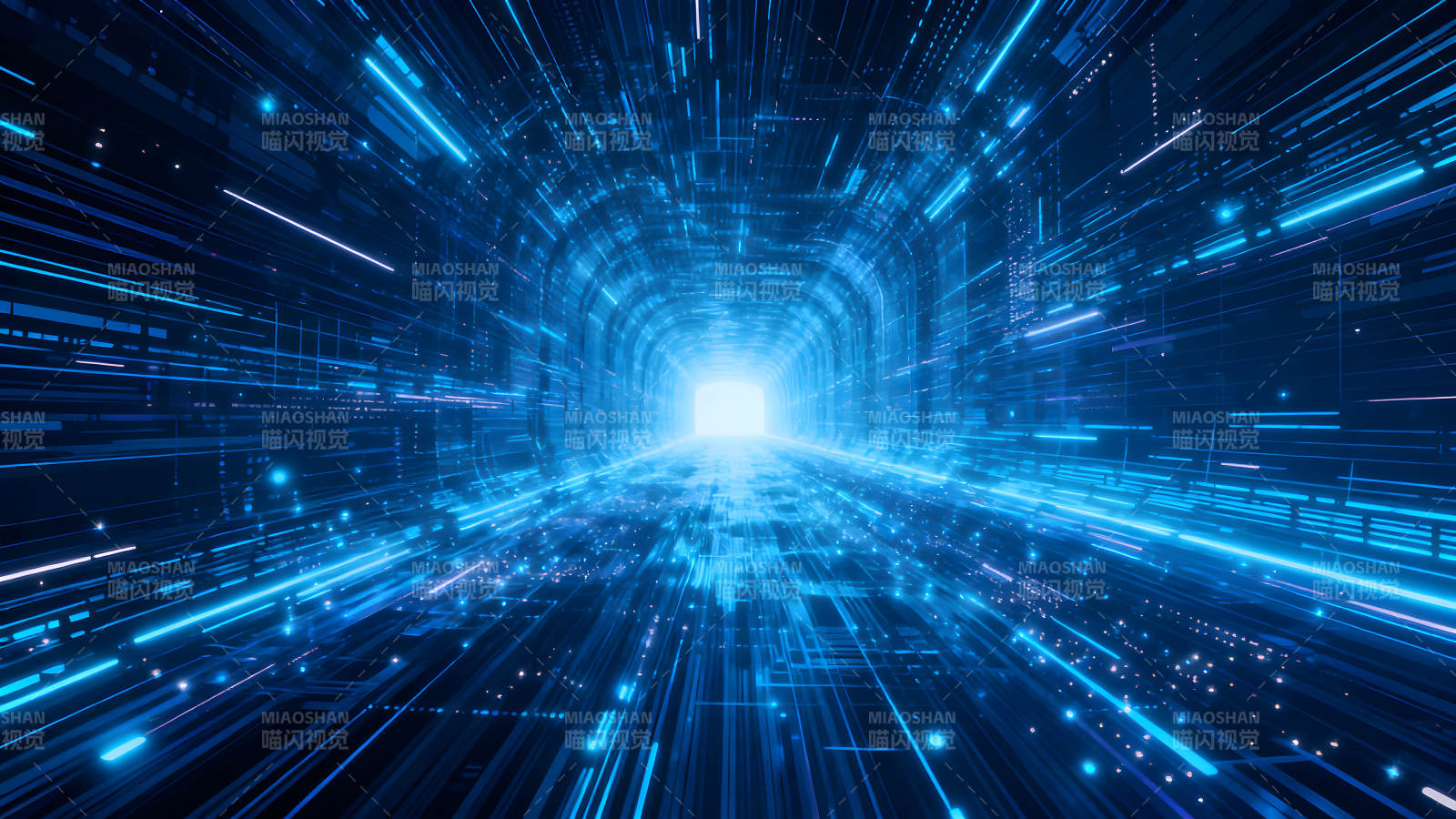 数字隧道蓝色科技感-图片