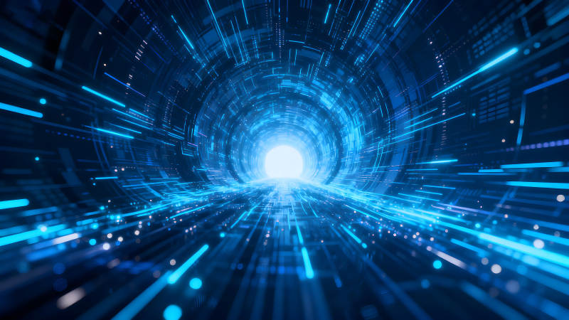 科技感十足的光线隧道-图片