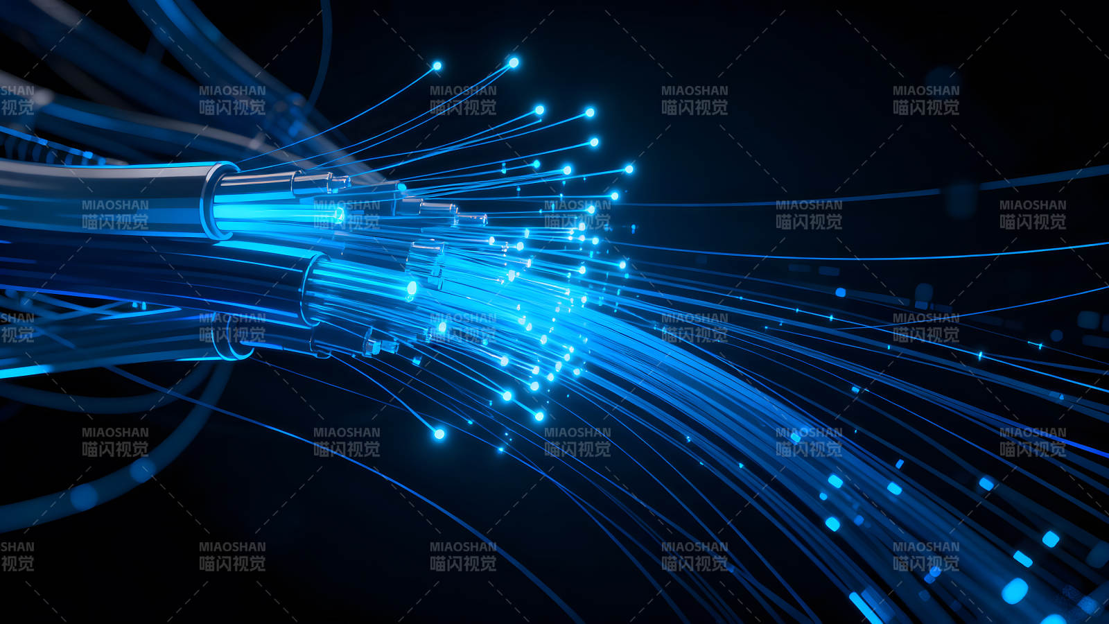 发光的光纤网络连接图-图片