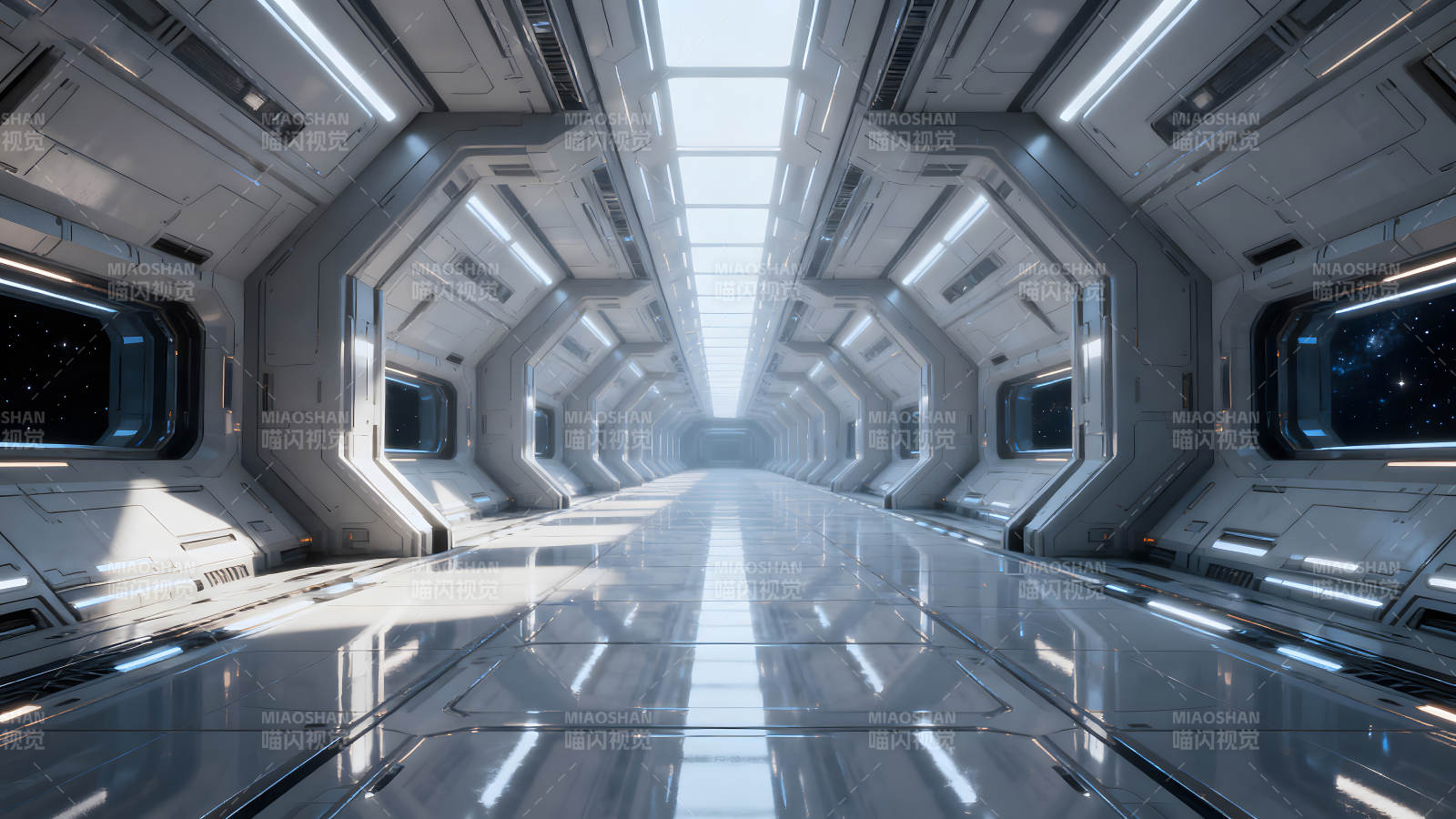 科幻宇宙飞船内部走廊-图片