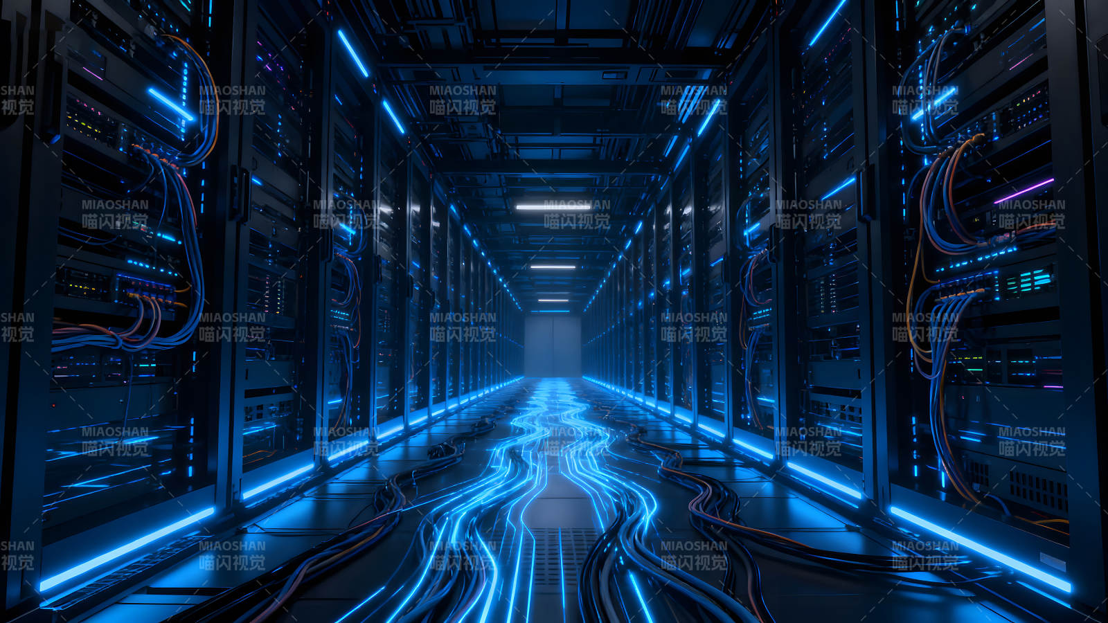 数据中心走廊充满科技感和未来感-图片