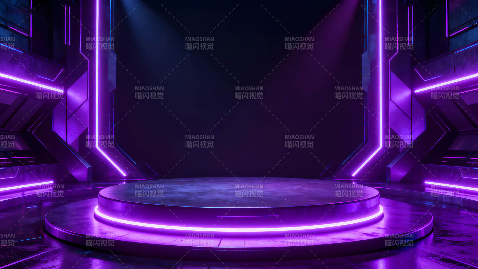 未來舞臺紫光渲染科技感十足圖片