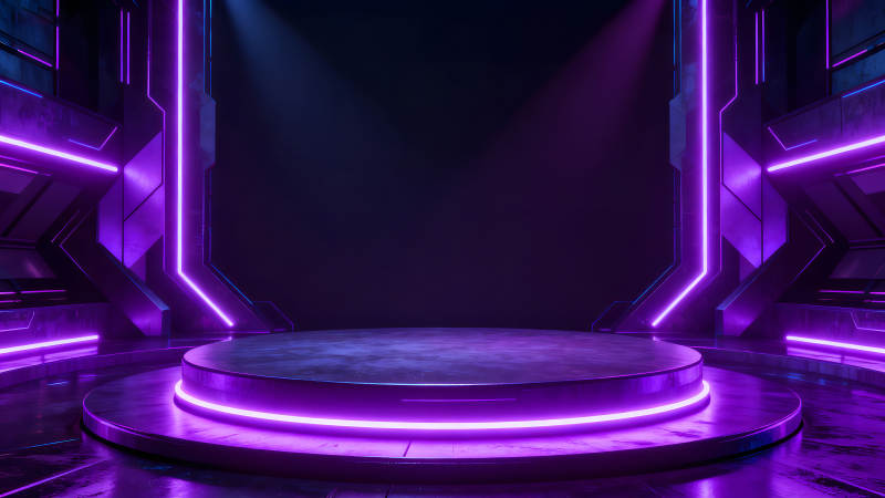 未来舞台紫光渲染科技感十足-图片