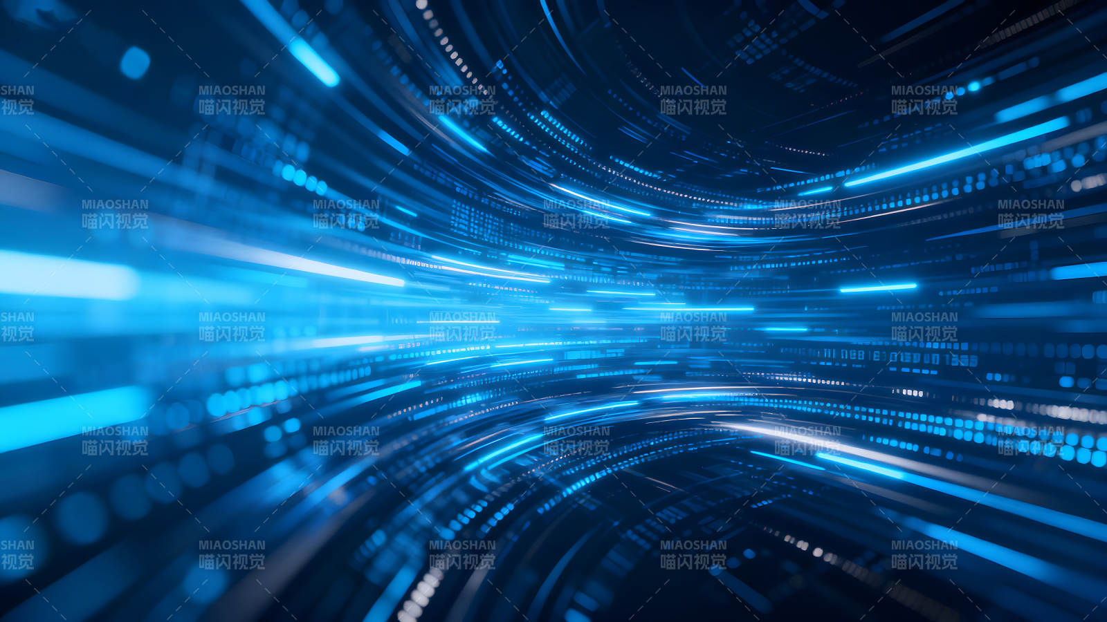 藍色數據流動的抽象科技圖-圖片