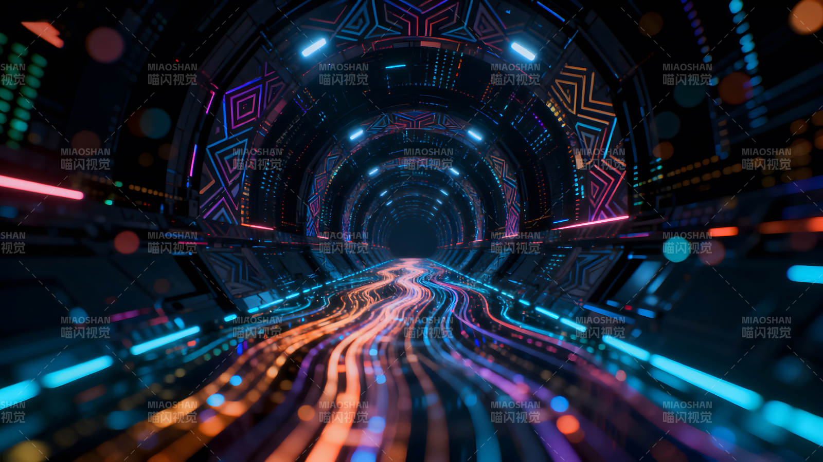 赛博朋克隧道科技感十足图片