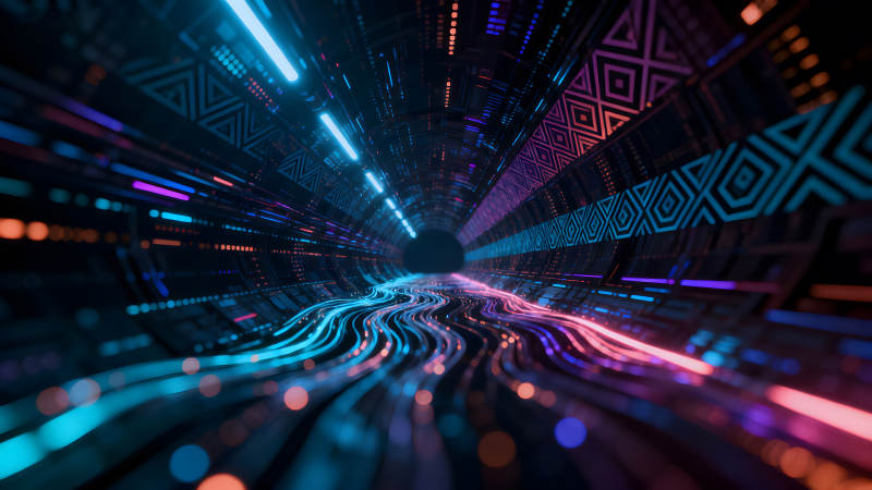 科幻隧道霓虹燈光抽象藝術-圖片