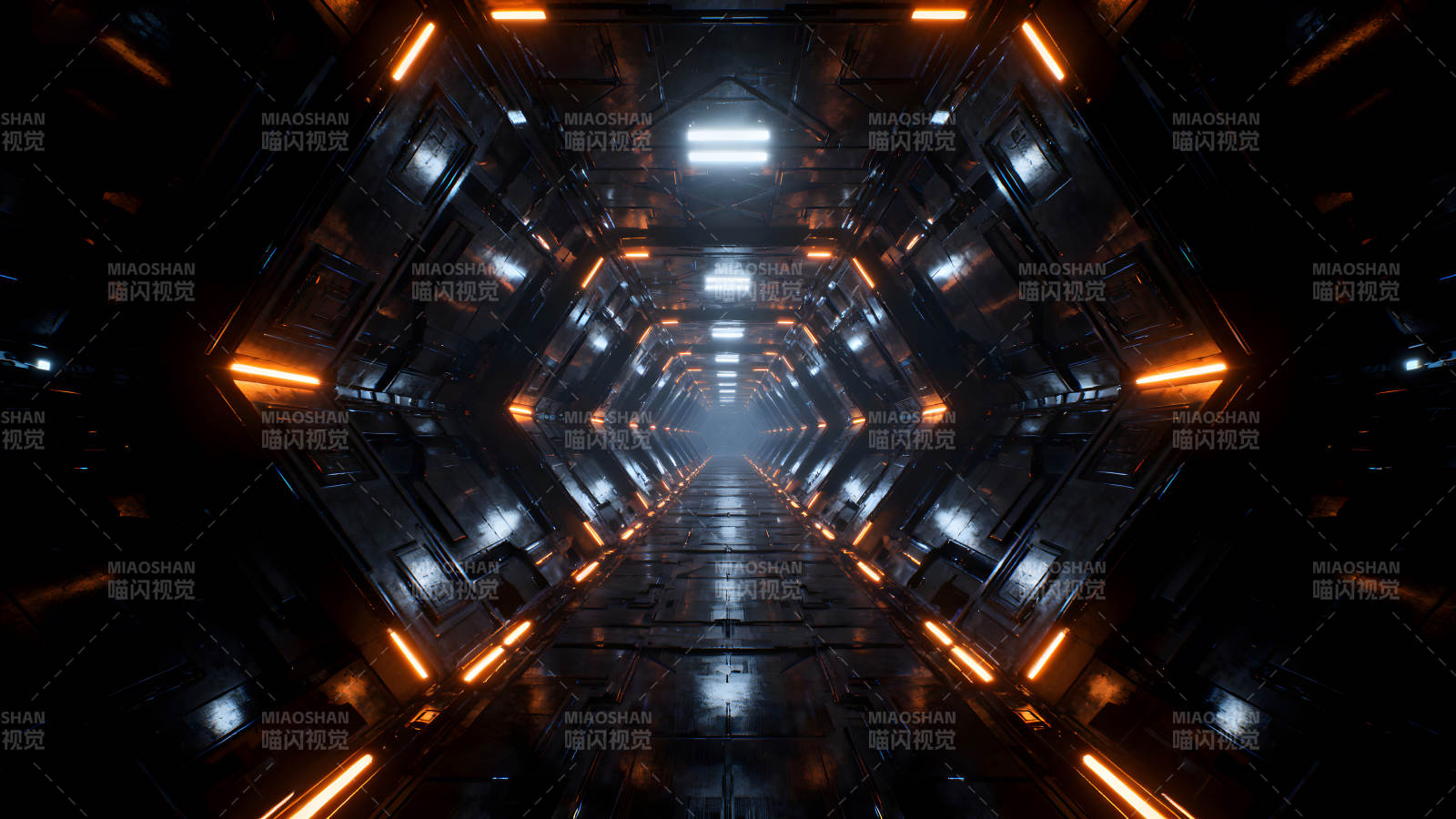科幻隧道内部设计光线效果-图片