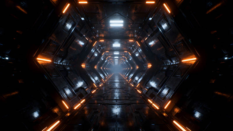 科幻隧道內部設計光線效果-圖片
