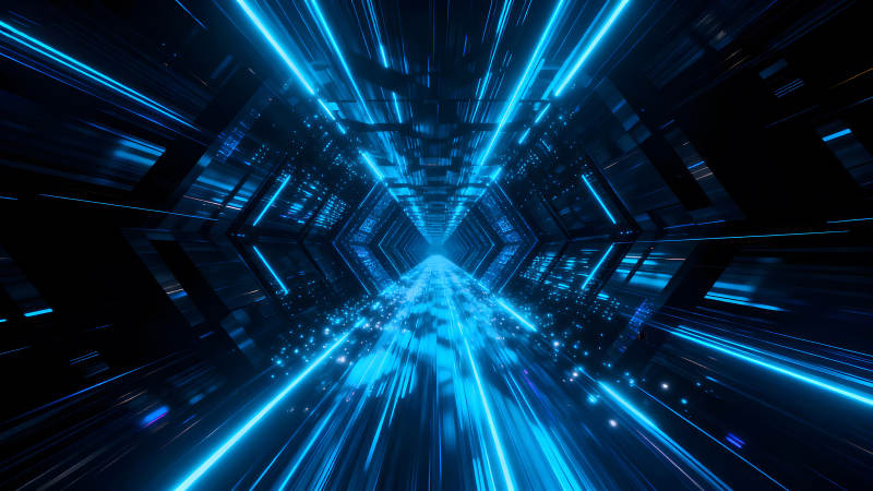 蓝色科技隧道光线-图片