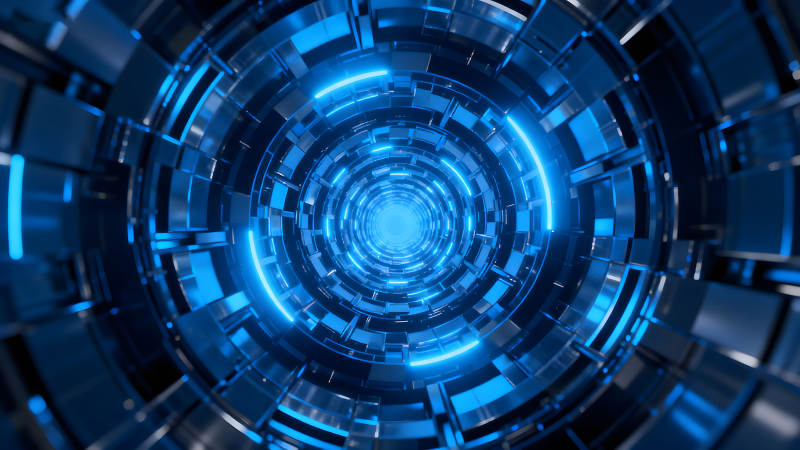 未来科技隧道蓝色光效-图片