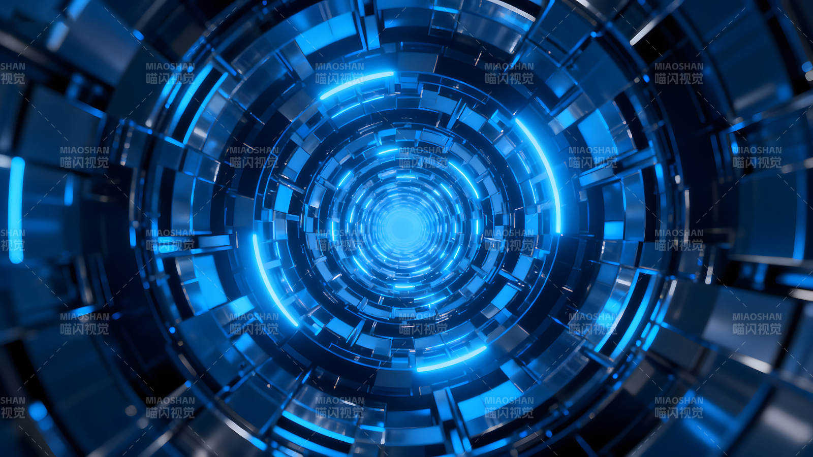 未來科技隧道藍色光效圖片