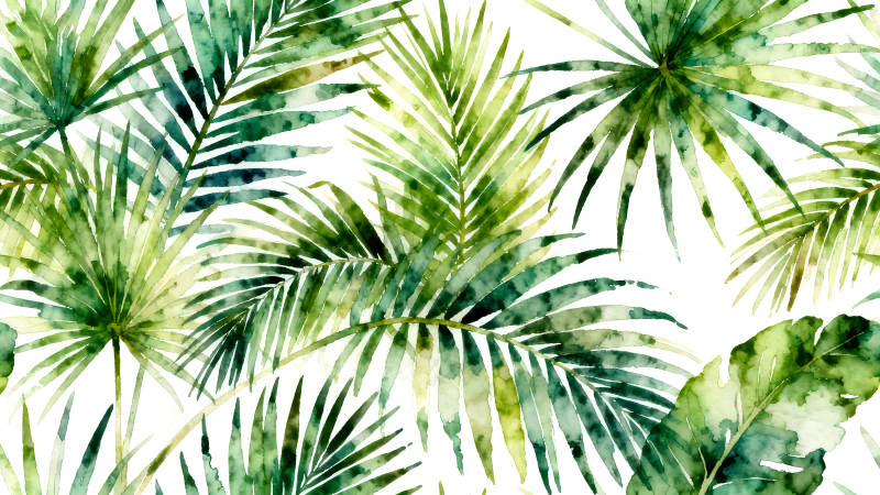 水彩热带叶片清新自然-图片