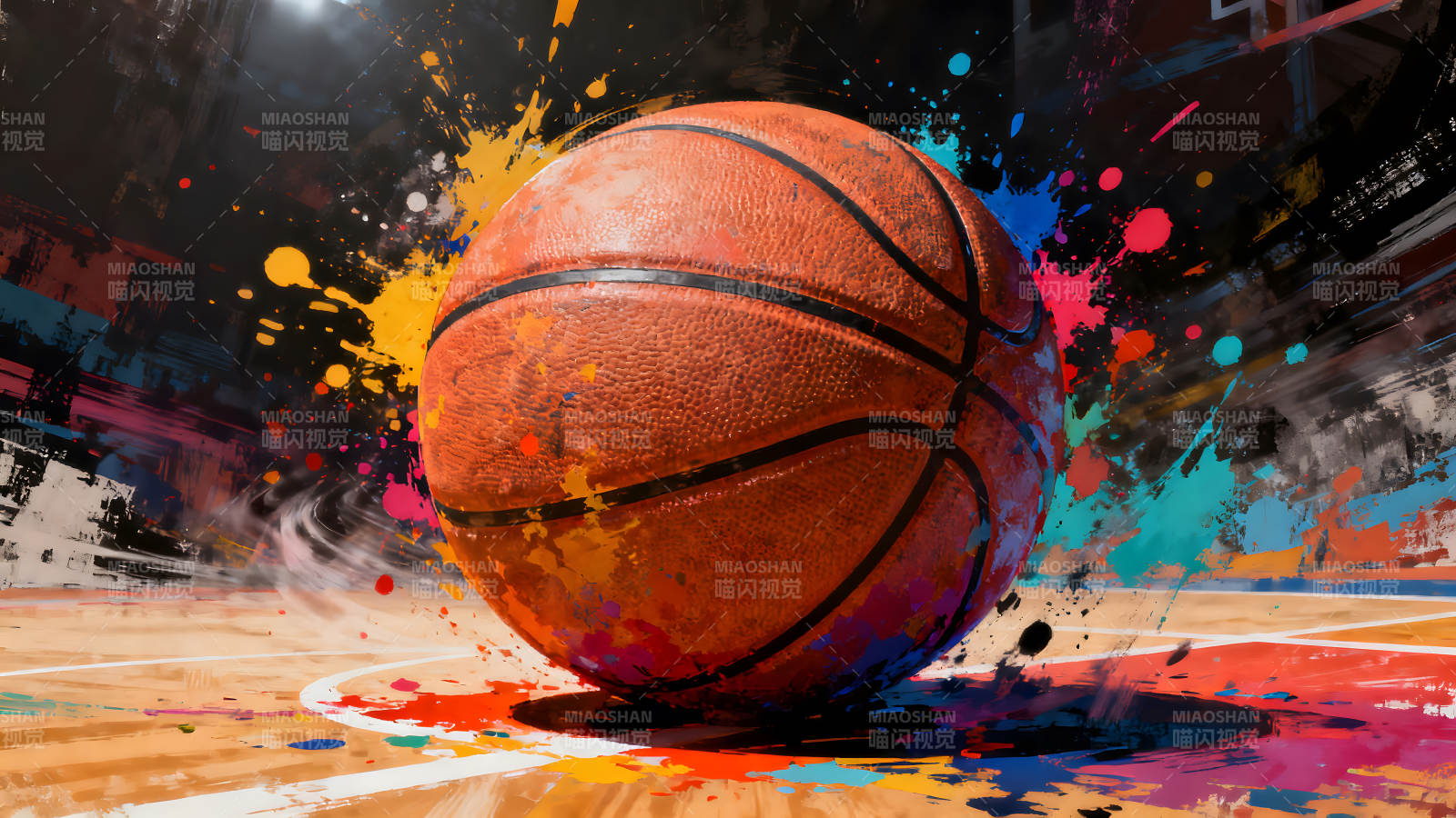 篮球飞溅色彩-图片