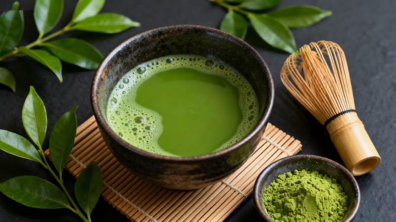 抹茶沖泡過程展示-圖片