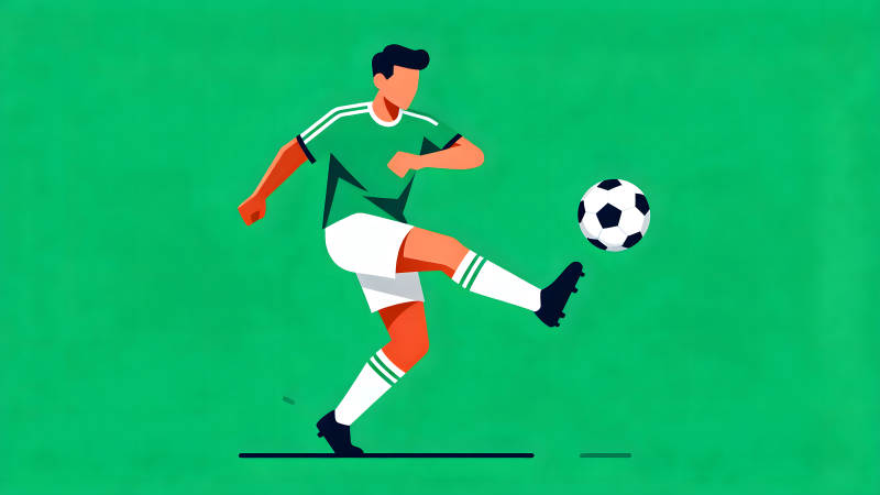足球运动员踢球的简洁插画-图片