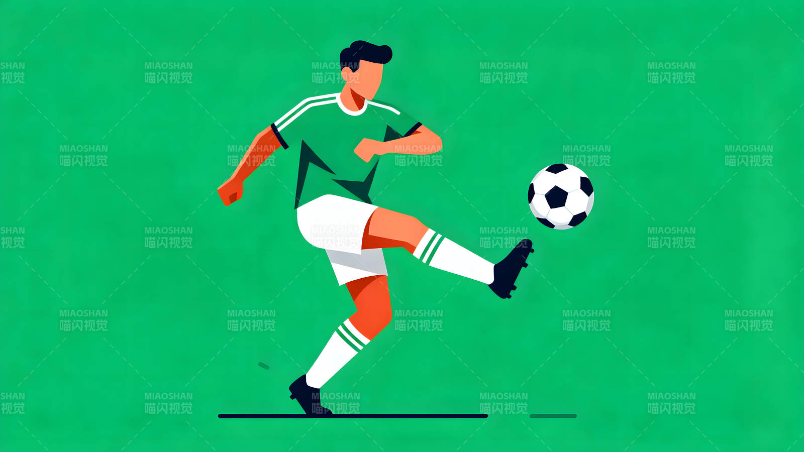 足球运动员踢球的简洁插画-图片