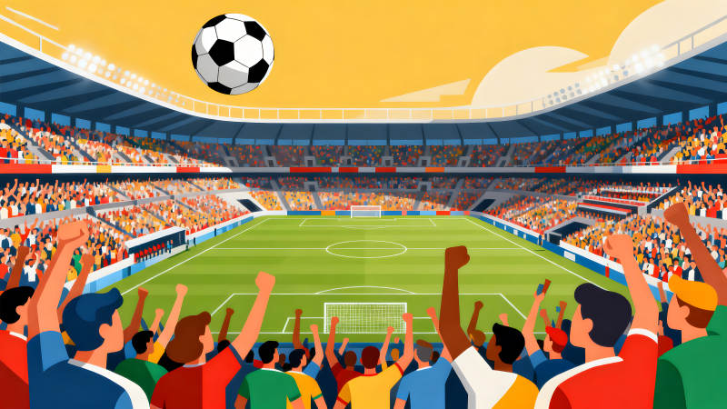 球场观众庆祝足球比赛-图片