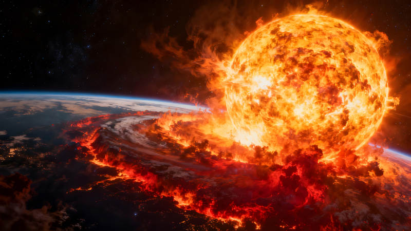 太陽吞噬地球末日景象-圖片