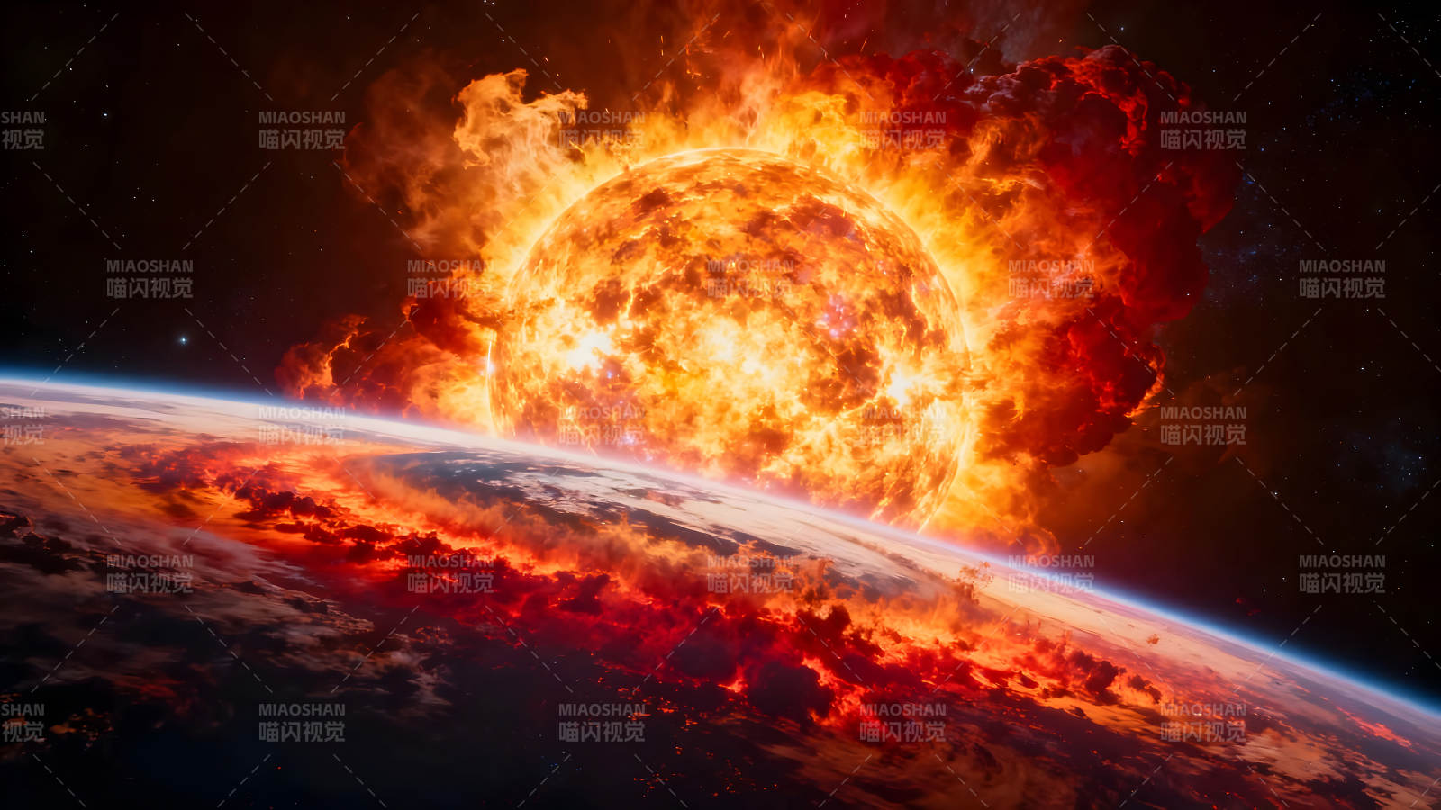 太阳爆炸地球毁灭的末日景象-图片