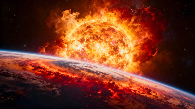 太阳爆炸地球毁灭的末日景象-图片