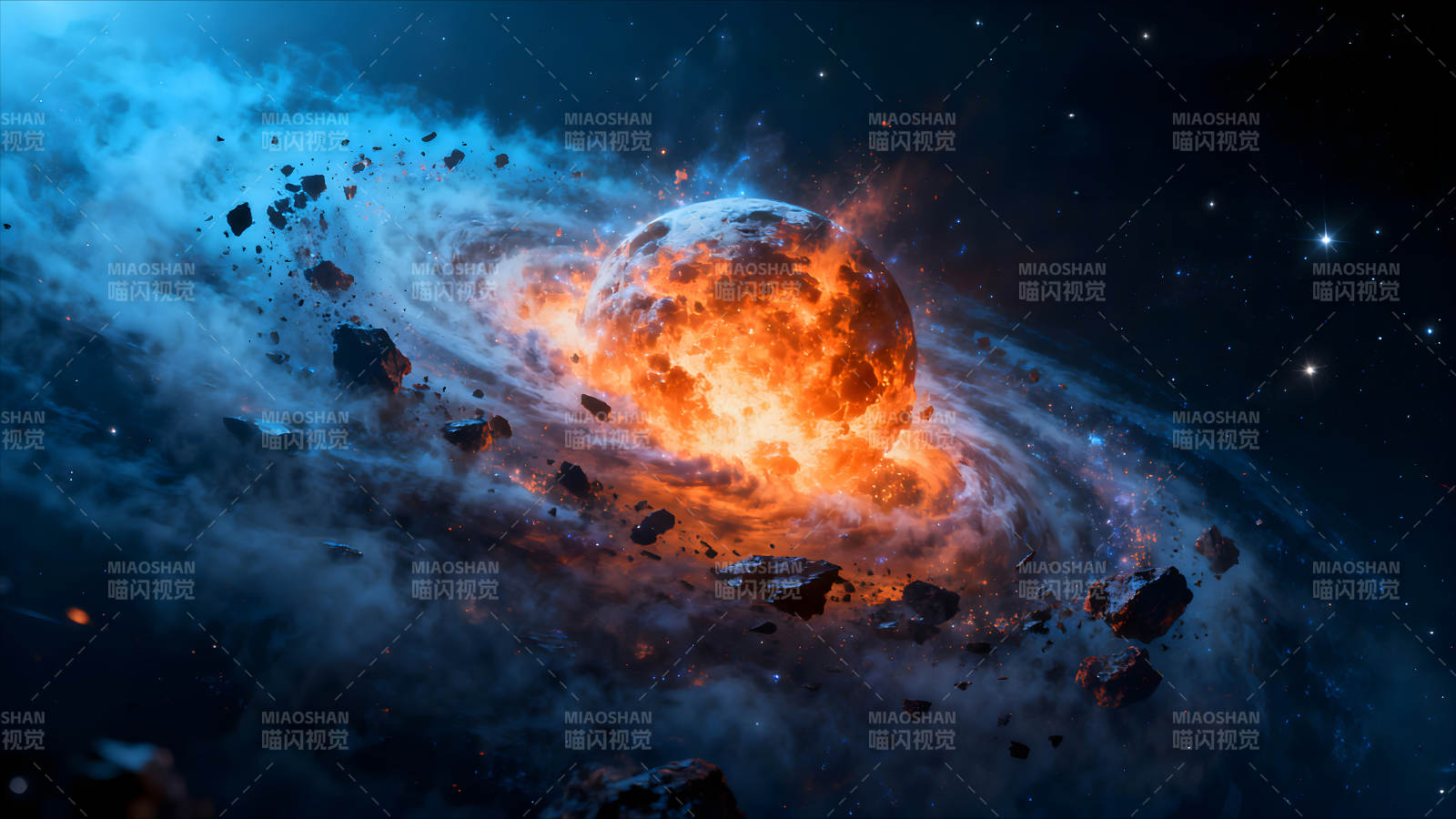 星云爆炸岩石宇宙深空奇观-图片