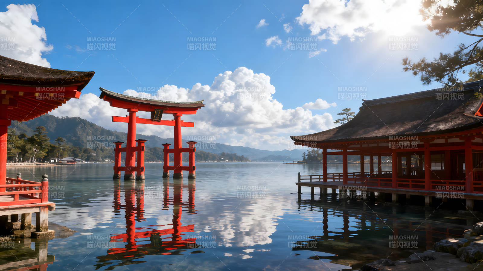日本嚴島神社水上鳥居-圖片