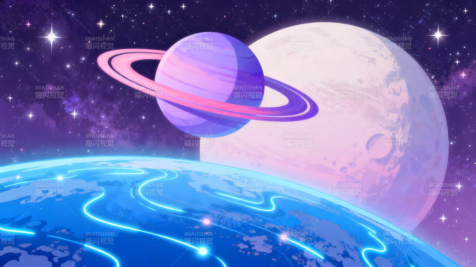 宇宙行星场景星空唯美画面-图片