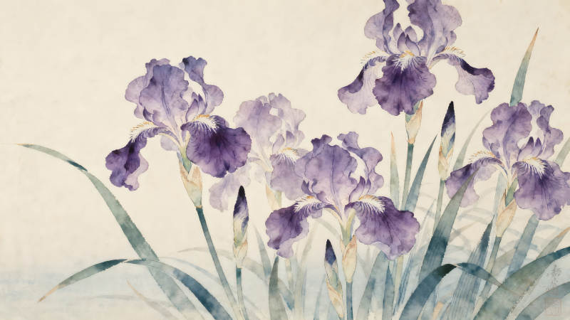 水彩鸢尾花艺术作品-图片