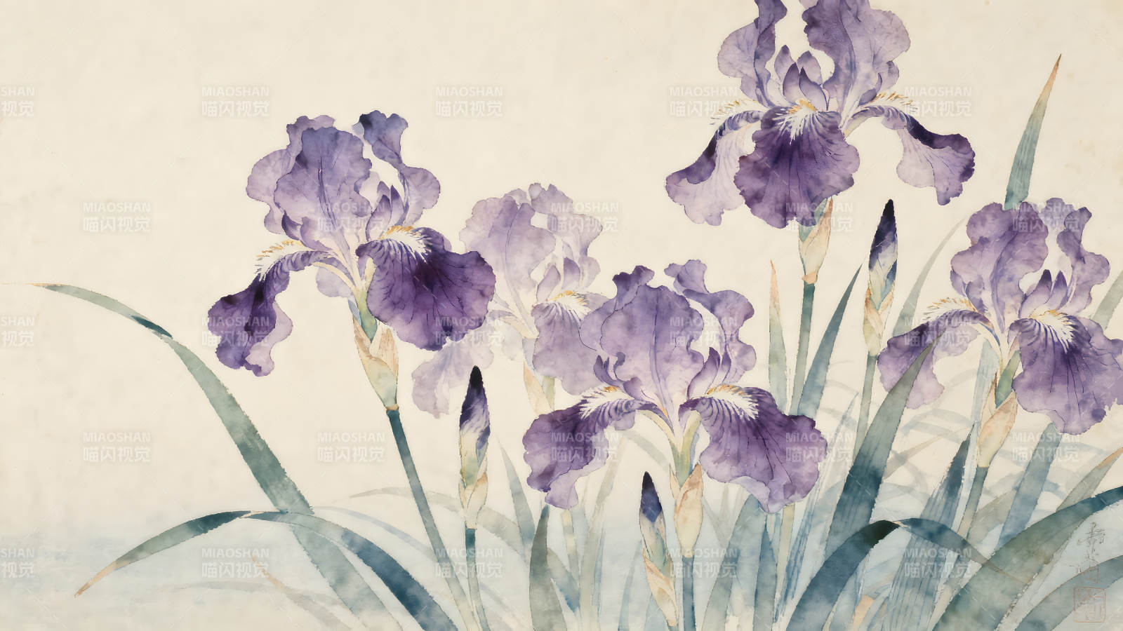 水彩鸢尾花艺术作品-图片