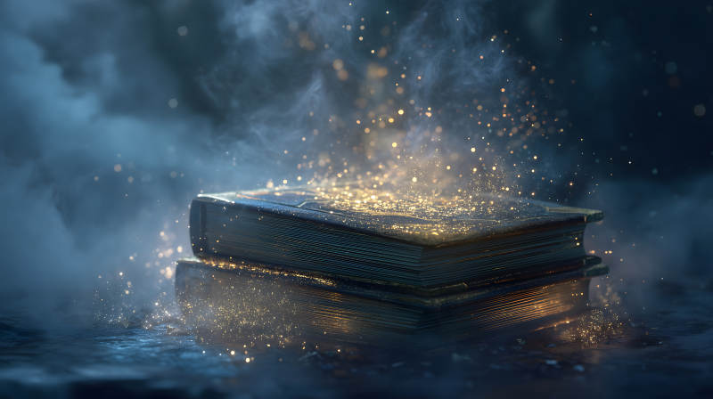 魔法書籍閃耀光芒-圖片