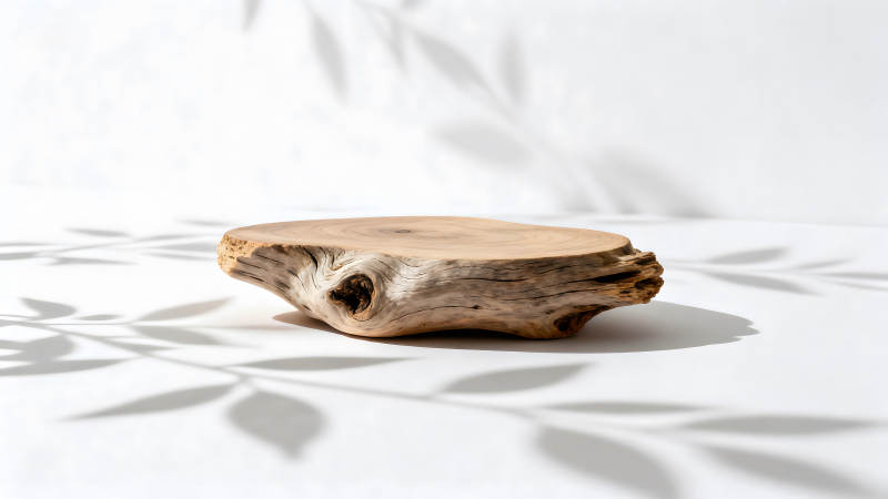 木质展示台背景光影-图片