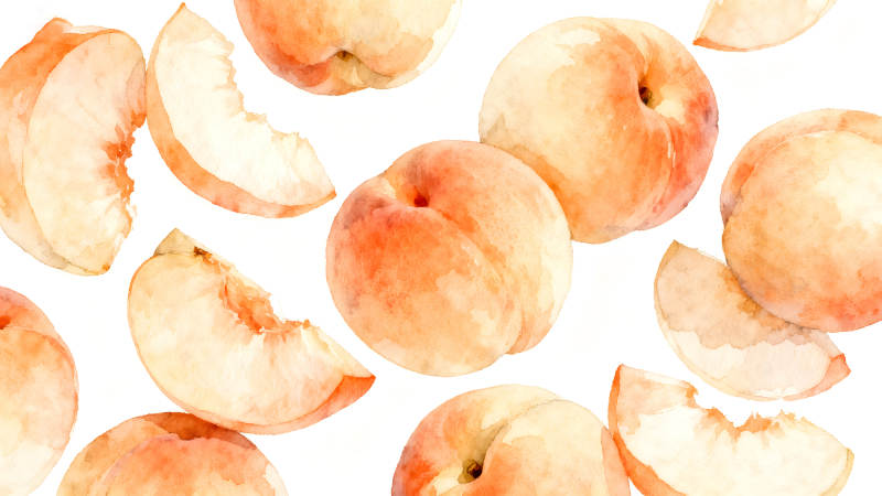 水彩风格的桃子图案-图片